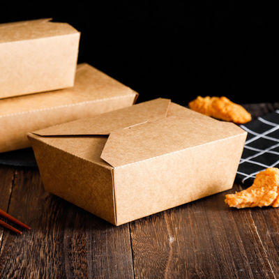 กล่องอาหารกลางวันกระดาษคราฟท์พิมพ์โลโก้เอง 337 กรัม 18 กรัม กล่องอาหารแบบ Take Away