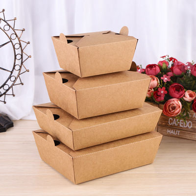 กล่องบรรจุภัณฑ์อาหารย่อยสลายได้ กล่องเบนโตะสำหรับซื้อกลับบ้าน กระดาษคราฟท์