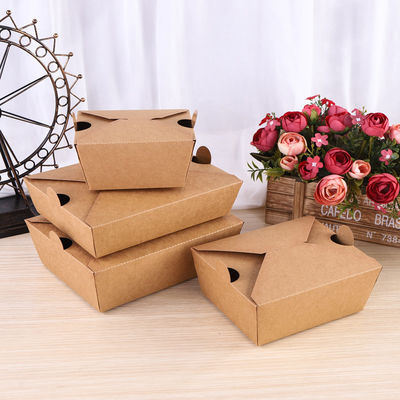 กล่องบรรจุภัณฑ์อาหารย่อยสลายได้ กล่องเบนโตะสำหรับซื้อกลับบ้าน กระดาษคราฟท์